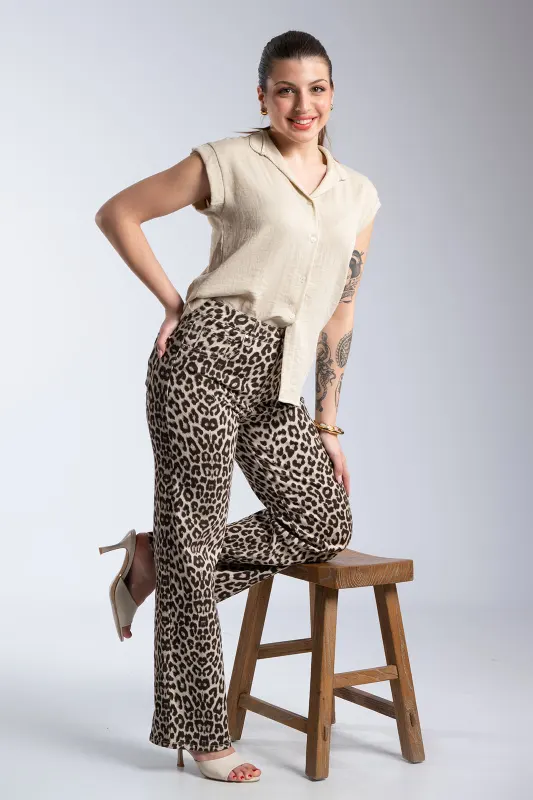 Jeans Statement Leopard Pattern 