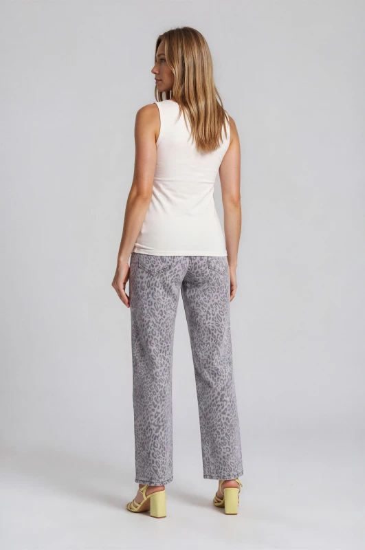 Jeans Wide Leg Leopard Pattern