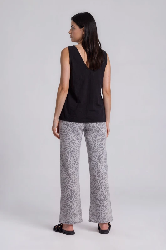 Jeans Wide Leg Leopard Pattern