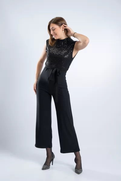 Jumpsuit Παγιέτες Μαύρη