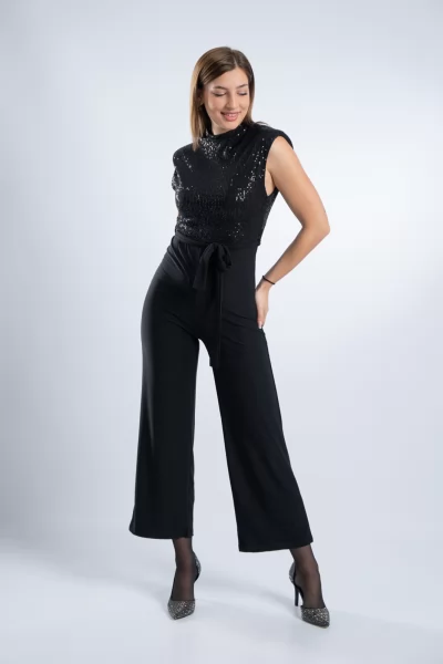 Jumpsuit Παγιέτες Μαύρη