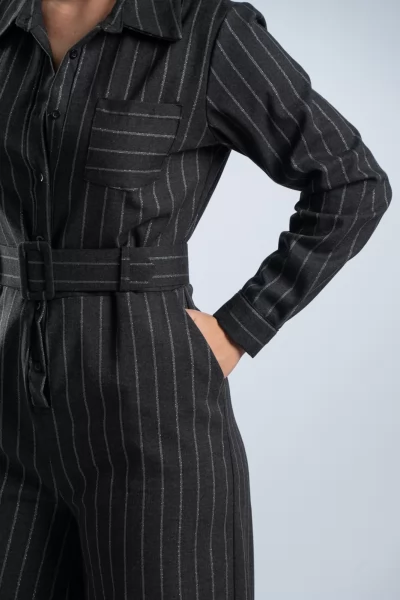 Jumpsuit Ρίγες Μολυβί