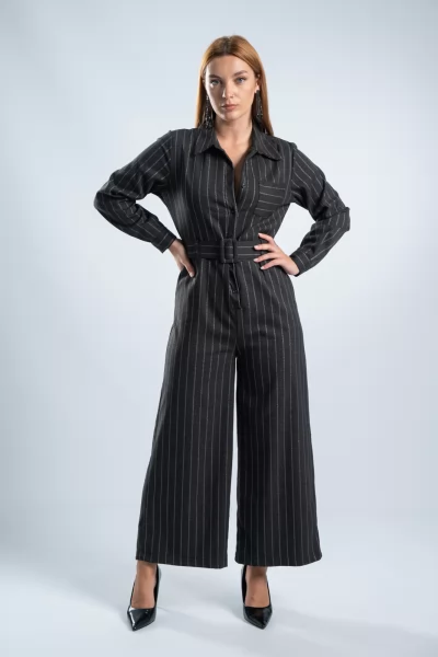 Jumpsuit Ρίγες Μολυβί