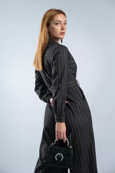 Jumpsuit Ρίγες Μολυβί