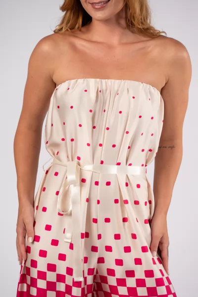 Jumpsuit Strapless Square Fuchsia