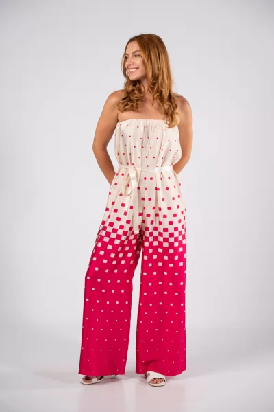 Jumpsuit Strapless Square Fuchsia