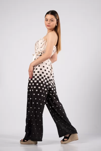 Jumpsuit Strapless Square Μαύρο