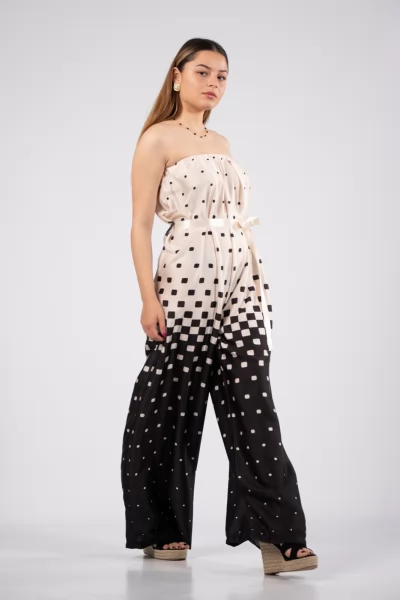 Jumpsuit Strapless Square Μαύρο