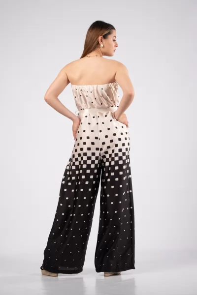 Jumpsuit Strapless Square Μαύρο