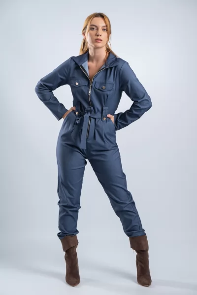 Jumpsuit Τζιν Φερμουάρ Denim Blue
