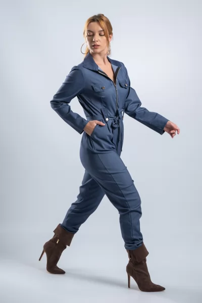 Jumpsuit Τζιν Φερμουάρ Denim Blue