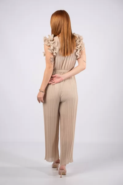 Jumpsuit Volant Pleated Beige 