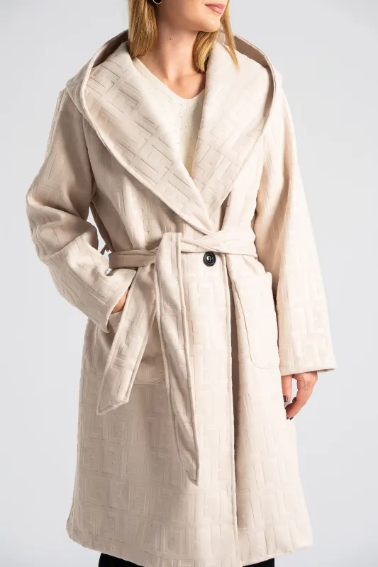 Παλτό Γεωμετρικά Σχέδια Κουκούλα