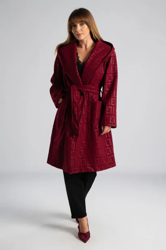 Παλτό Γεωμετρικά Σχέδια Κουκούλα