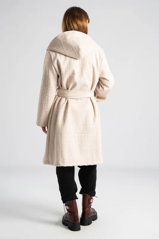 Παλτό Γεωμετρικά Σχέδια Κουκούλα