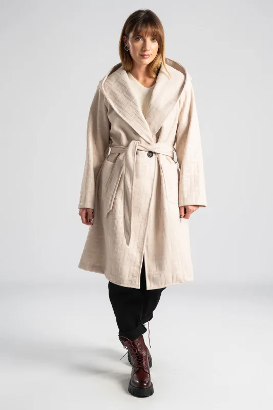 Παλτό Γεωμετρικά Σχέδια Κουκούλα