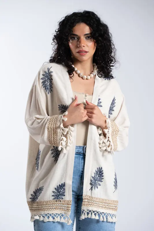 Κιμονό Κεντημένες Λεπτομέρειες Κρόσια