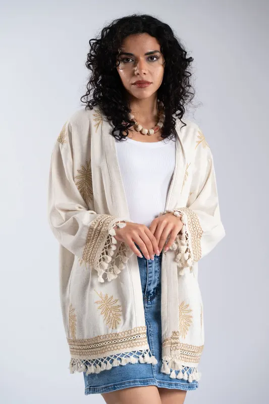 Κιμονό Κεντημένες Λεπτομέρειες Κρόσια