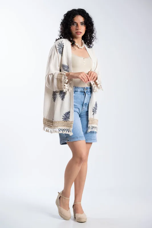 Κιμονό Κεντημένες Λεπτομέρειες Κρόσια