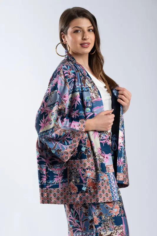 Κιμονό Σατέν Με Floral Pattern