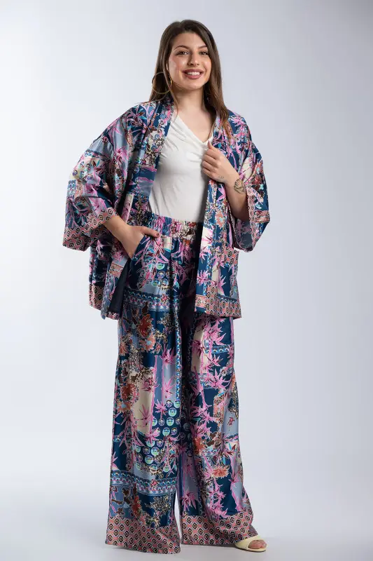 Κιμονό Σατέν Με Floral Pattern