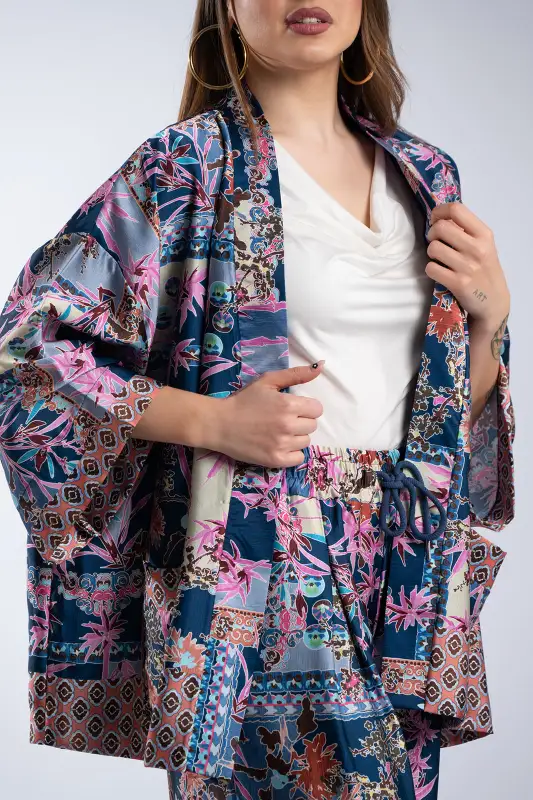 Κιμονό Σατέν Με Floral Pattern
