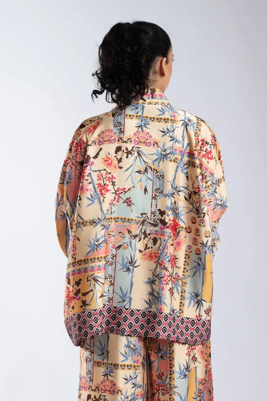 Κιμονό Σατέν Με Floral Pattern