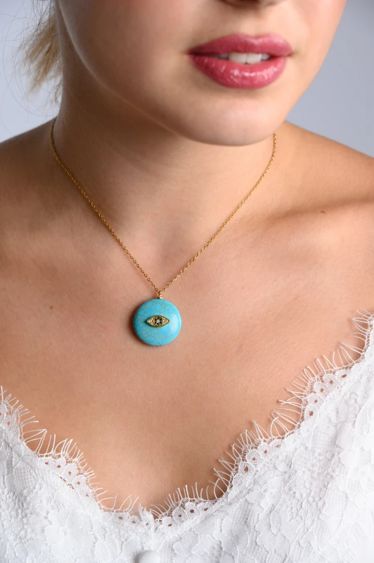 Necklace Stainless Steel Stone Eye 