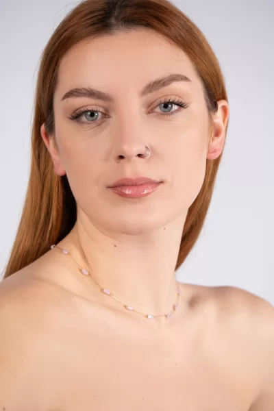 Necklace Pink Stones Gold