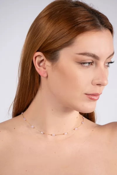 Necklace Pink Stones Gold