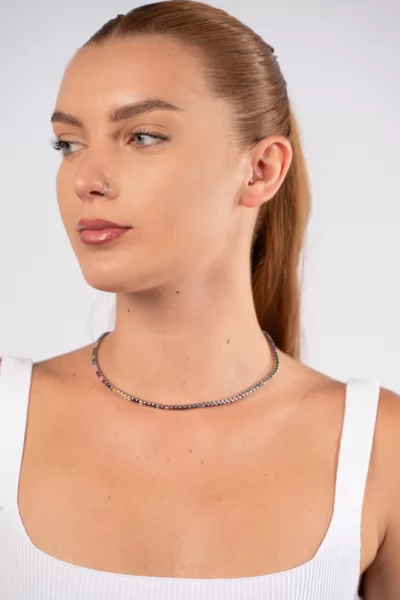 Κολιέ Strass Ασημί
