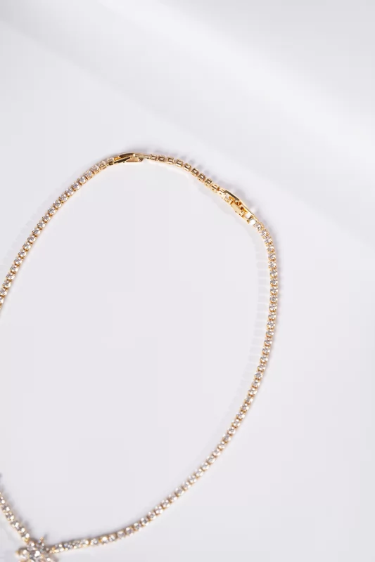 Necklace Strass Flower Gold