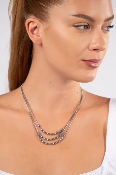 Necklace Triple Oval Silver