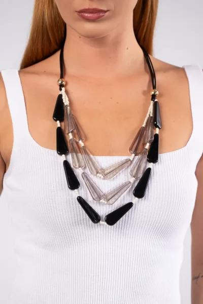 Necklace Triple Drops Black