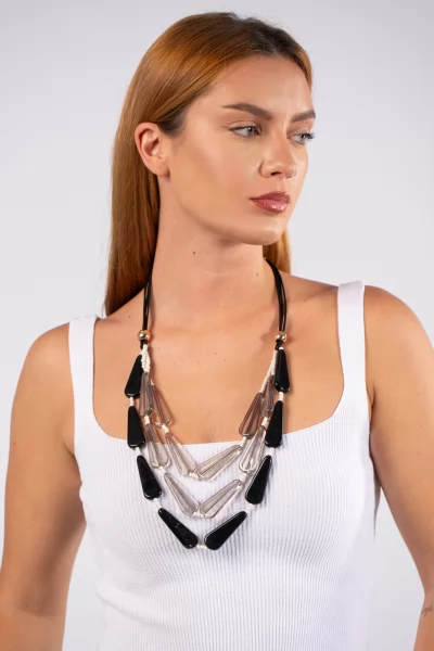 Necklace Triple Drops Black