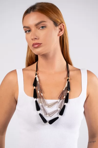 Necklace Triple Drops Black