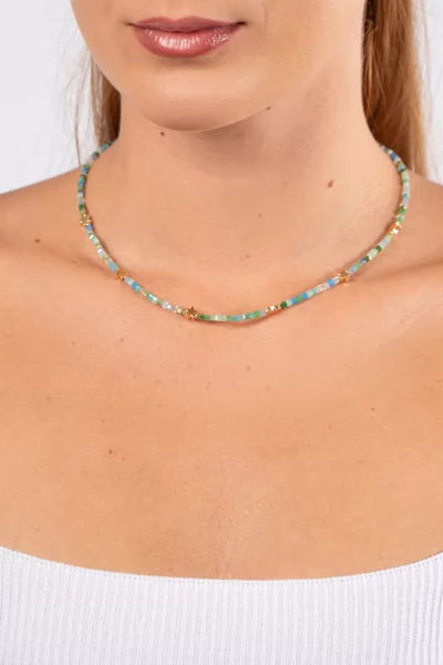 Necklace Beads Multicolour Light Blue-Green