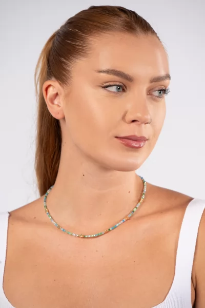 Necklace Beads Multicolour Light Blue-Green