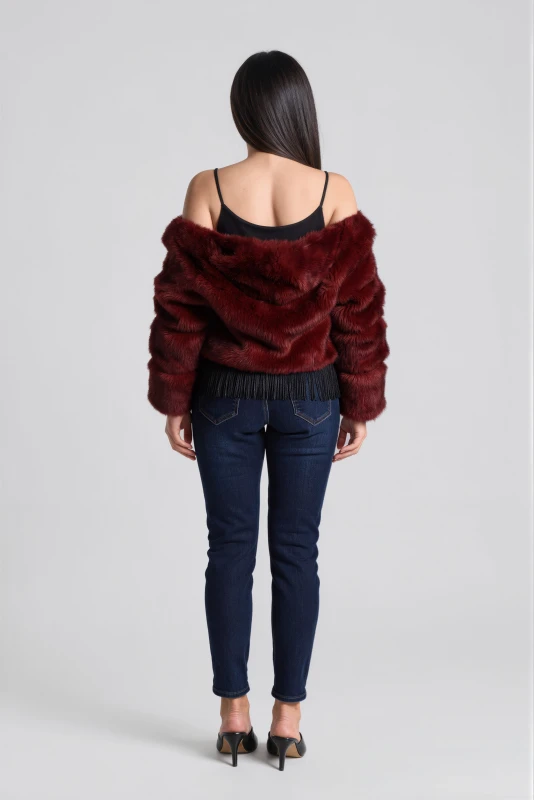 Κοντό Γούνινο Jacket Κουκούλα