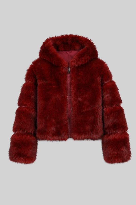 Κοντό Γούνινο Jacket Κουκούλα