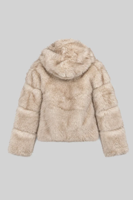 Κοντό Γούνινο Jacket Κουκούλα