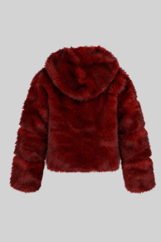 Κοντό Γούνινο Jacket Κουκούλα