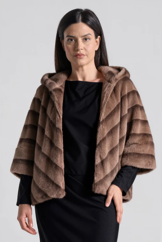 Κοντό Γούνινο Jacket Κουκούλα Φερμουάρ