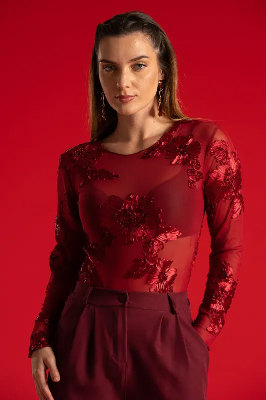 Floral Tulle Bodysuit 