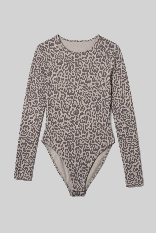 Bodysuit Long-Sleeved Animal Pattern