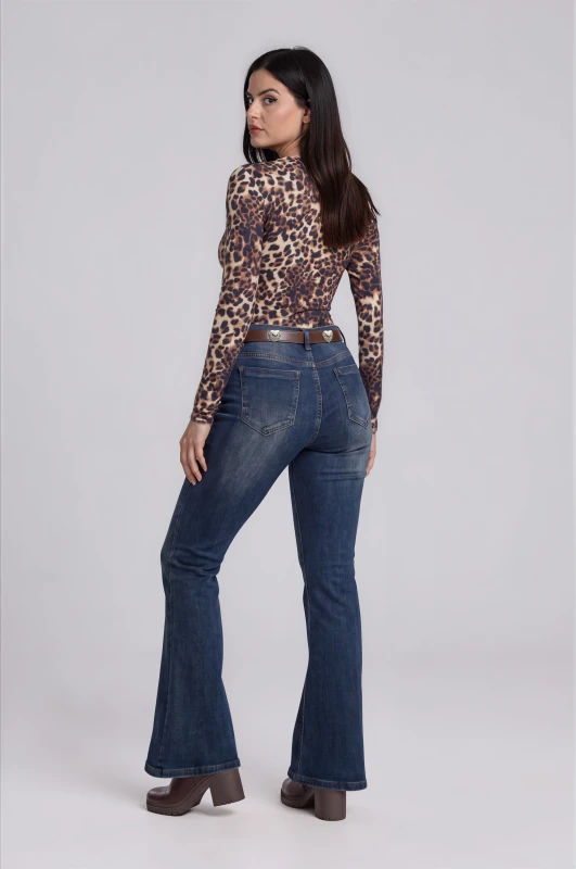 Bodysuit Long-Sleeved Animal Pattern
