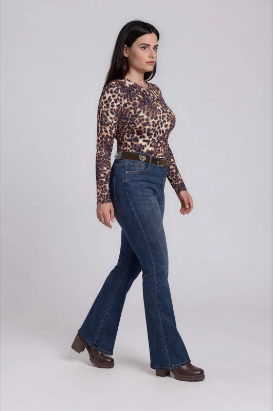 Bodysuit Long-Sleeved Animal Pattern