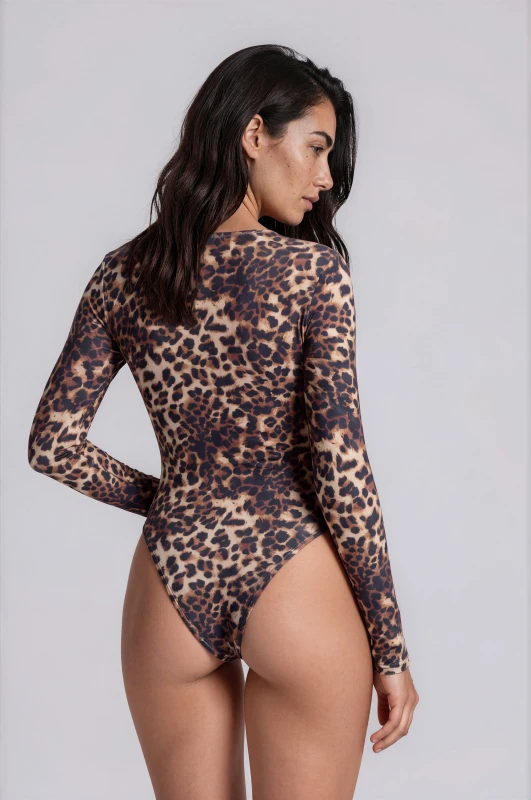 Bodysuit Long-Sleeved Animal Pattern