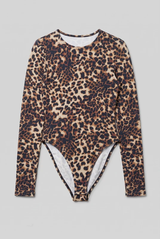 Bodysuit Long-Sleeved Animal Pattern