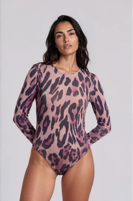 Bodysuit Long-Sleeved Animal Pattern
